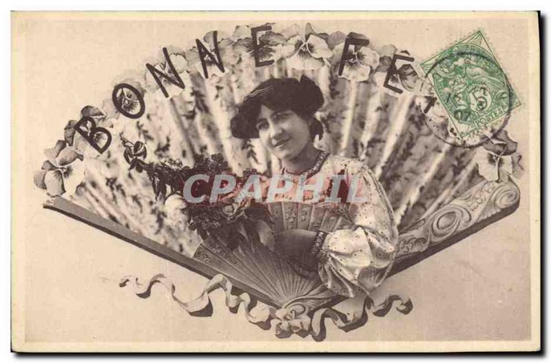 Postcard Old Woman Fantasy Fan