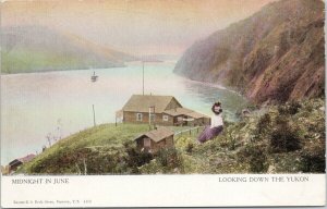 Yukon River YT Midnight in June Zaccarelli's Book Store Dawson 4116 Postcard E88