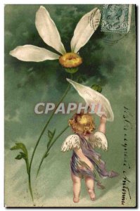 Old Postcard Angel Flower Con dolore