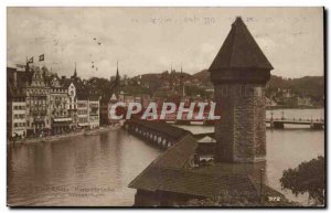 Luzern Switzerland Old Postcard Kappelbrücke mit Wasserturm