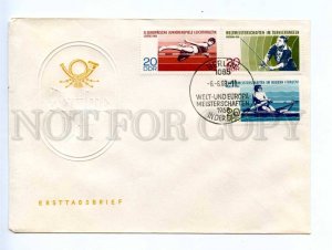 417245 EAST GERMANY GDR 1968 year sport stamps set FDC rowing fishing jumping