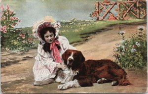 Dunnville Ontario JW Bryan Cabinet Maker Girl w Dog Advert Unused Postcard F16