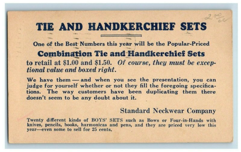 1930 Standard Neckwear Company Advertising Postcard F30