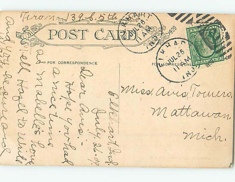 Divided-back POST OFFICE SCENE Elkhart Indiana IN AF1192