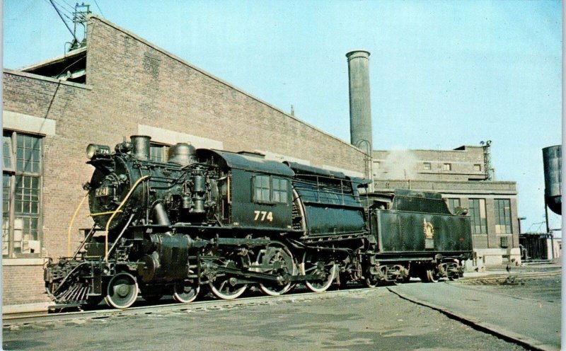 JERSEY CITY, NJ New Jersey  Jersey Central RAILROAD ENGINE #774  c1950s Postcard