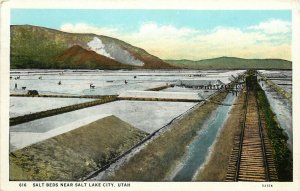 c1920s Postcard; Salt Beds near Salt Lake City UT Salt Works, posted