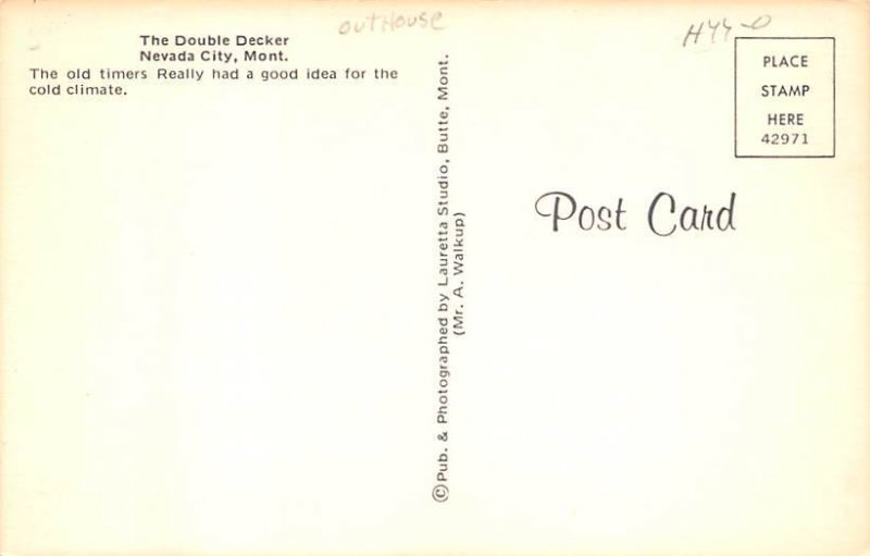 The Double Decker Outhouse Nevada City, Montana USA Postcard