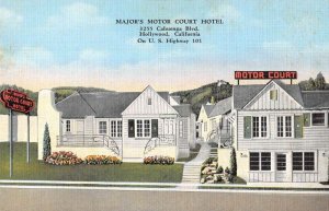 Hollywood California Major's Motor Court Hotel Vintage Postcard AA30708