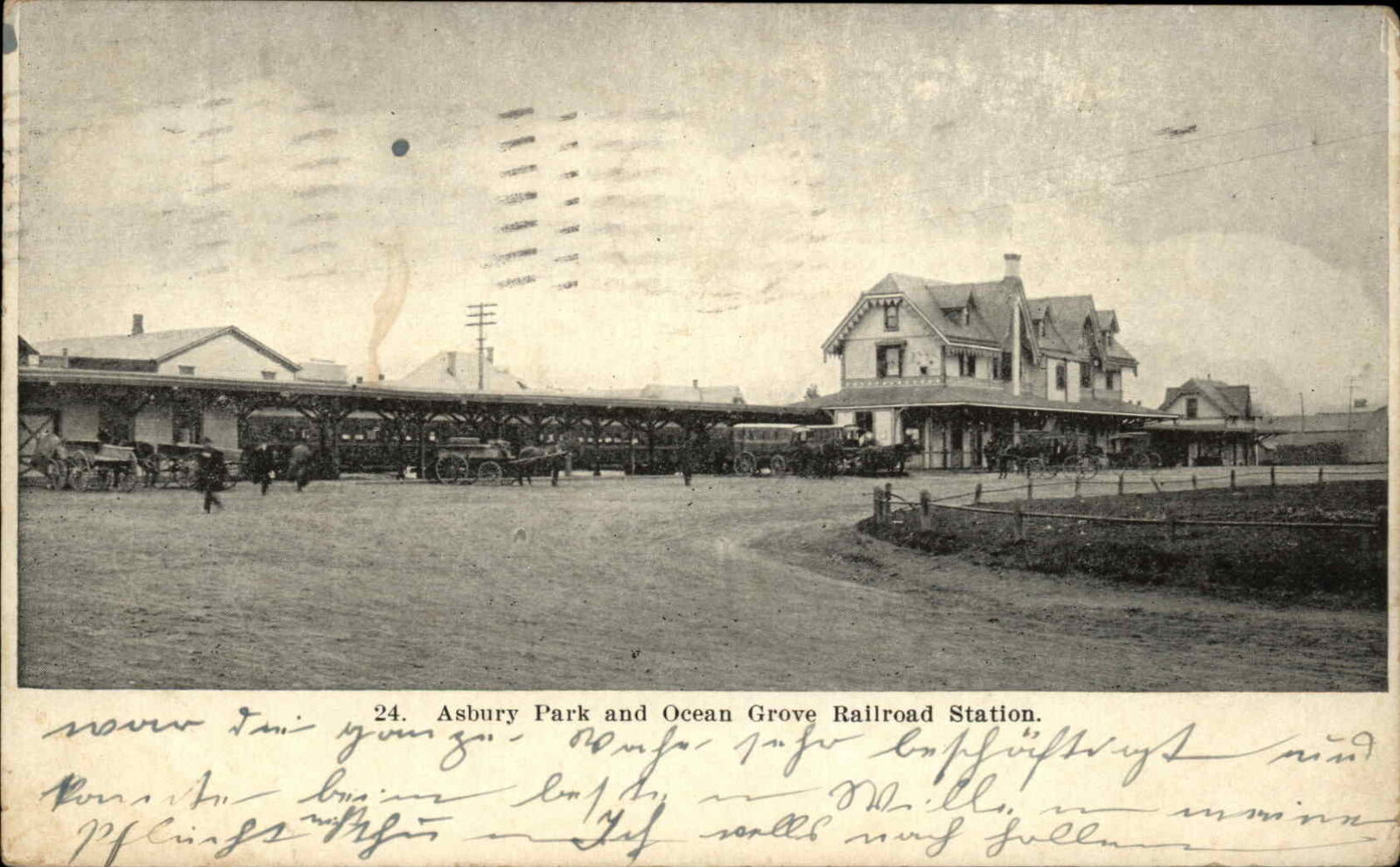 Asbury Park NJ Ocean Grove Railroad Train Station Depot c1910 Vintage