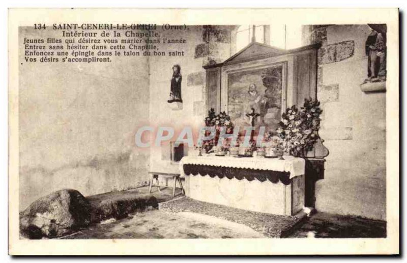 Old Postcard Saint Ceneri Le Gerei (Orne) Chapel Interior