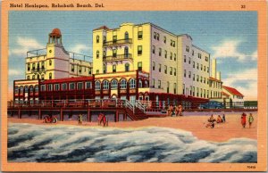 Vtg Rehoboth Beach Delaware DE Hotel Henlopen Beach Ocean 1930s Linen Postcard