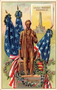 G79/ Patriotic Postcard c1910 President Abraham Lincoln Monument Springfield 38