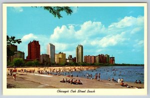 Oak Street Beach, Chicago, Illinois, Vintage Chrome Postcard