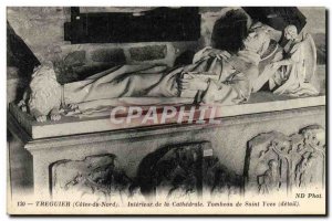 Postcard Old Treguier Interieur De La Cathedrale Tomb of Saint Yves