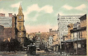 BOURKE STREET MELBOURNE AUSTRALIA TROLLEY POSTCARD (c. 1910)