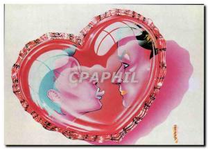 Postcard Modern Naked erotic Illustrator Zappy Lovers Heart