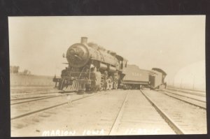 RPPC MARION IOWA 1916 RAILROAD TRAIN WRECK LOCOMTIVE REAL PHOTO POSTCARD