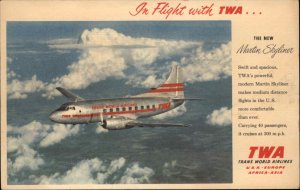 TWA Trans World Airlines Martin Skyliner Ad Advertising Vintage Postcard