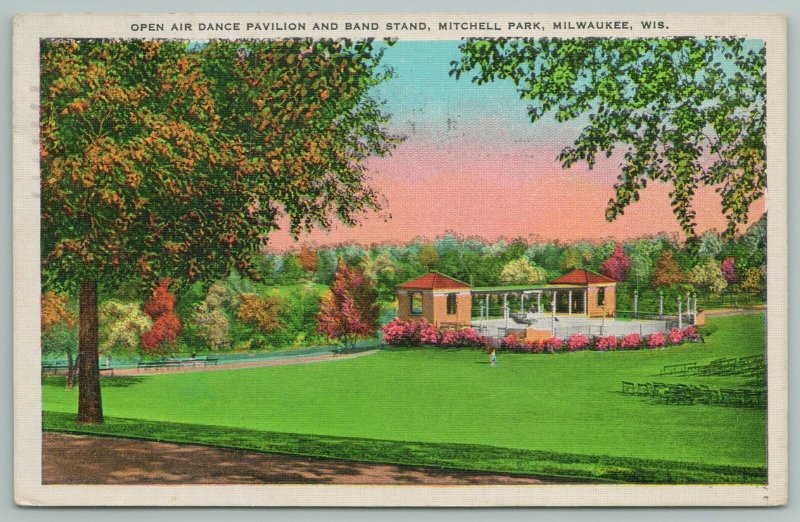 Milwaukee WI~Open Air Dance Pavilion & Band Stand Mitchell Park~Vintage Postcard