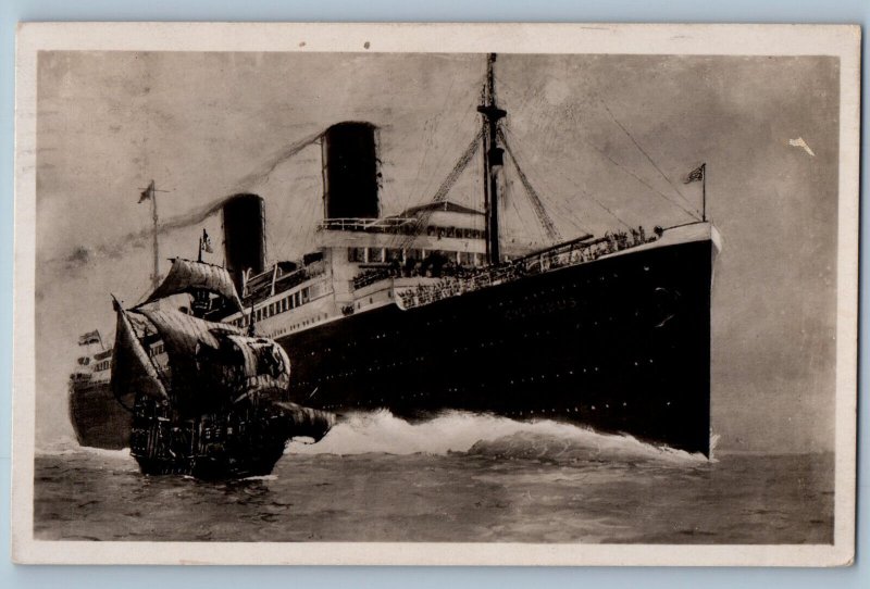 Germany Postcard North German Lloyd Bremen D Columbus 1929 RPPC Photo