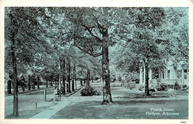 Vintage Postcard Fourth Residential Street Scene Fordyce Dallas County, Arkansas