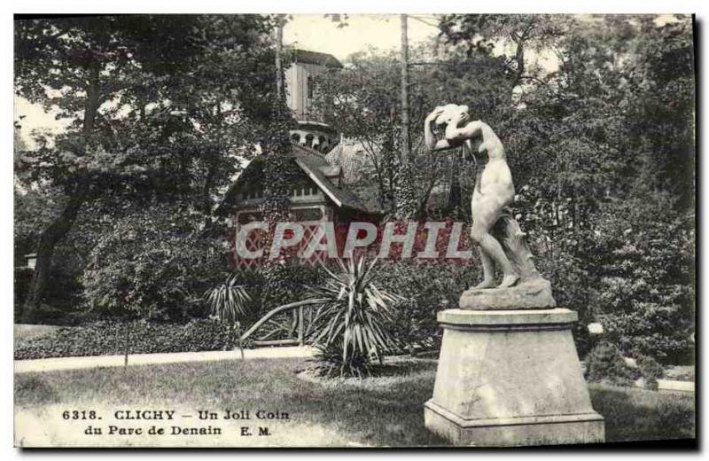 Old Postcard Clichy A Joil corner Denain Park