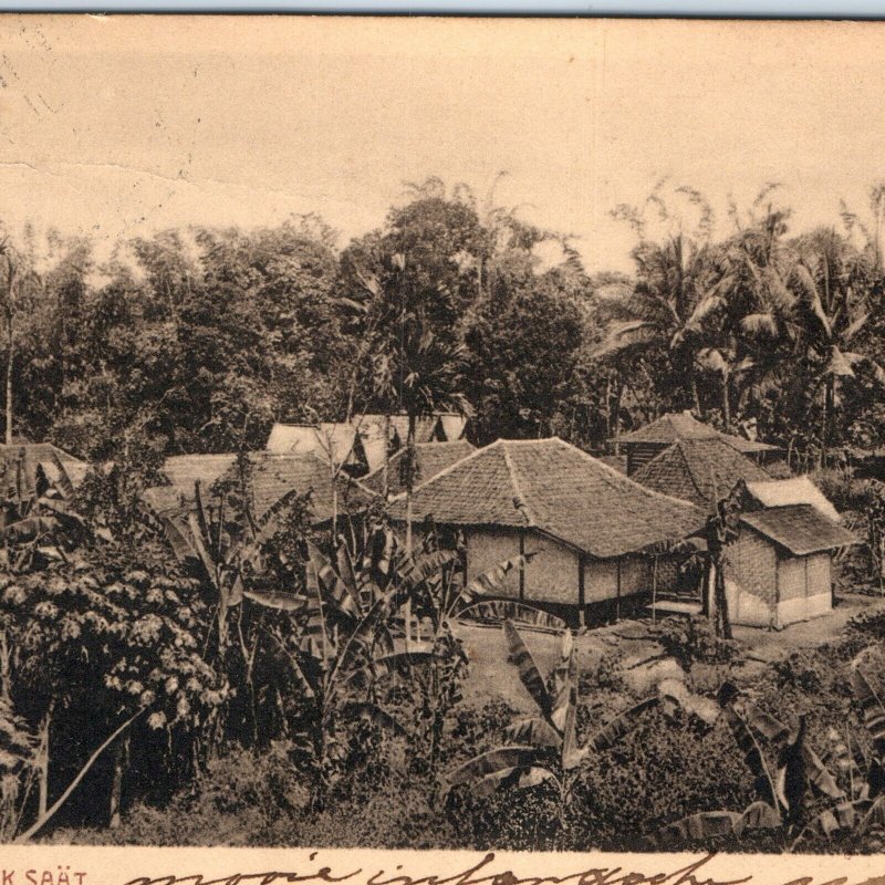 1920 Dutch East Indie Kampong Sasak Village Postcard Indonesia Nederlandsch A121