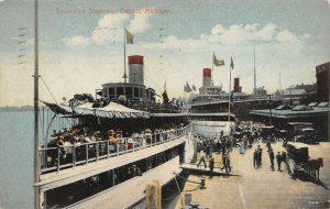 LP88   Detroit Excursion Steamers Ships  Michigan Postcard 