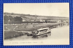 Vtg Departure of the Tourist Boat LE Pecq Saint-Germain-en-Laye France Postcard