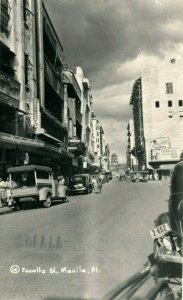 1950 Escolta St. Manila Philippines RPPC Photo Vintage Posted Postcard 