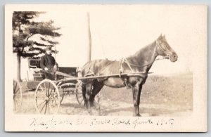 Cohoes NY RPPC Lovely Edwardian Woman Horse Buggy Old Fonda Rd 1918 Postcard T21