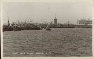 Karachi Pakistan Boat Basin Kiamari c1915 Real Photo Postcard