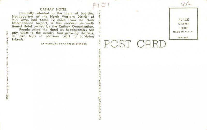 Cathay Hotel Lautoka Fiji Unused 