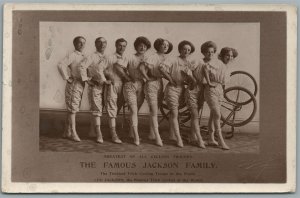 BICYCLE CIRCUS JACKSON FAMILY CYCLING TROUPE ANTIQUE REAL PHOTO POSTCARD RPPC