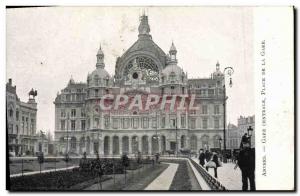 Old Postcard Antwerp Central Station Place De La Gare