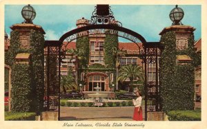 Tallahassee FL  FLORIDA STATE UNIVERSITY Student~Entrance Gates ca1950s Postcard