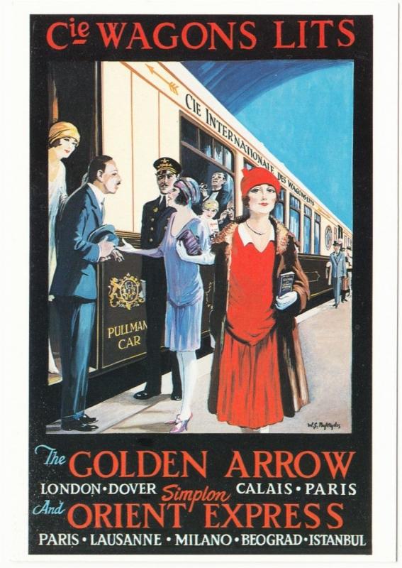 Golden Arrow and Orient Express Compagnie Wagons-Lits  Repro Postcard  | Topics - Transportation - Railway, Postcard / HipPostcard