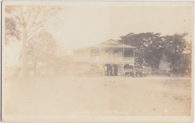 Panama Postcard c1920s SEASIDE INN Hotel Real Photo RPPC Car Central America 