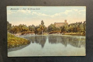 Mint VIntage Lake in Rodo Park Montevideo Uruguay RPPC Postcard