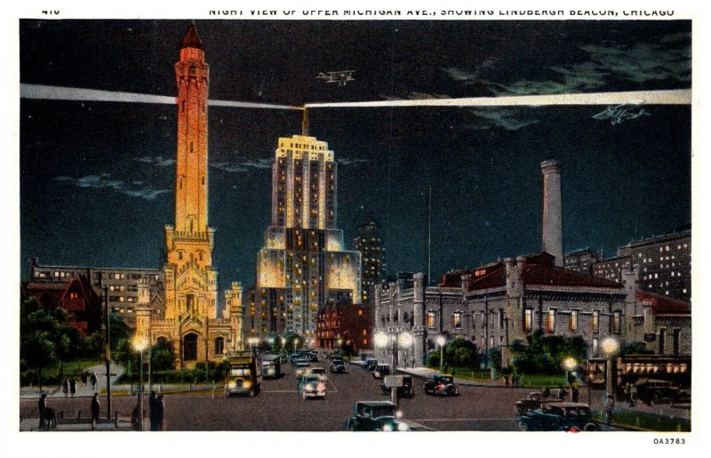 Illinois  Chicago Lindbergh Beacon, Night View