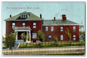 Minot North Dakota Postcard Ward County Hospital Exterior Building c1910 Vintage