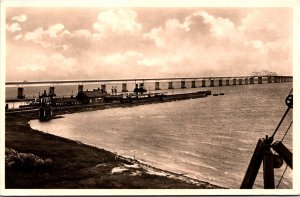 Denmark Parti ved Storstromsbroen Storstrøm Bridge Vintage Postcard C004