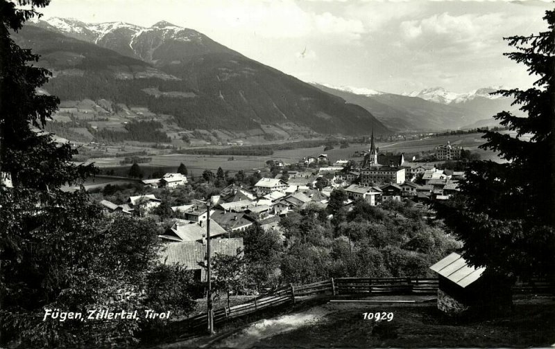 austria, FÜGEN, Tyrol Tirol, Zillertal, Panorama (1960s) RPPC Postcard