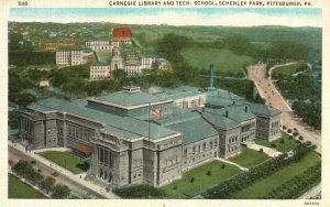 Postcard 1920's Carnegie Library & Tech. School Schenley Park Pennsylvania PA