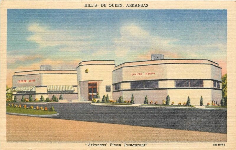 Postcard Arkansas Hills De Queen Restaurant 1950s Teich 23-10732