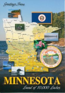 MINNESOTA GREETINGS FROM MAP POSTCARD [9133]