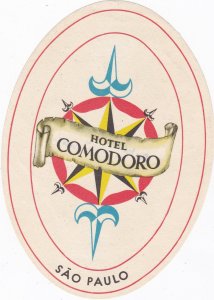 Brasil Sao Paulo Hotel Comodoro Vintage Luggage Label sk3235