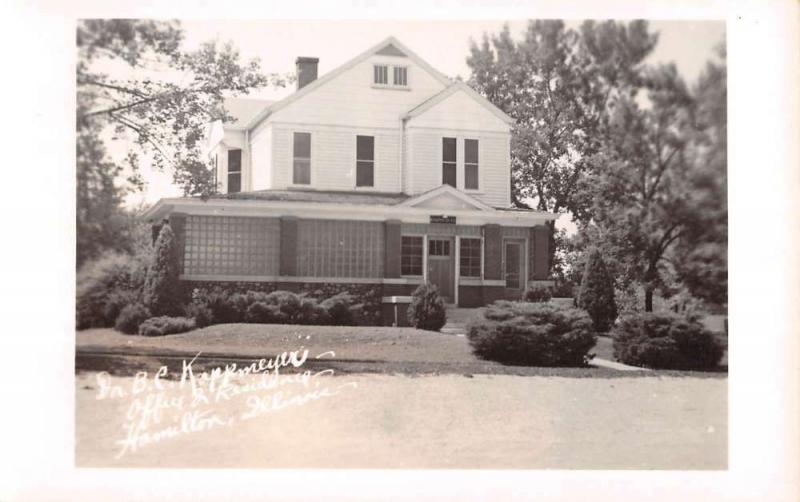 Hamilton Illinois Residence Office Real Photo Antique Postcard K57819