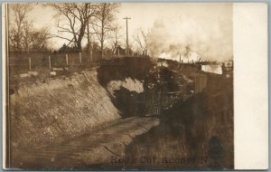 ACCORD NY TRAIN RAILROAD ROCK CUT ANTIQUE REAL PHOTO POSTCARD RPPC