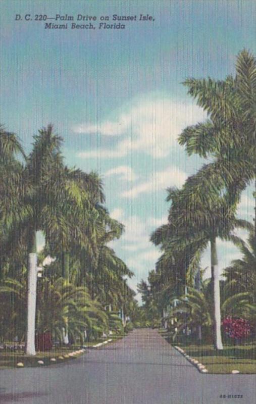 Florida Miami Beach Palm Drive On Sunset Isle 1948 Curteich